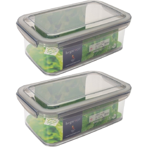 6x hega hogar vershoudbakjes - transparant/grijs - 1,9 liter - 24 x 15 x 8 cm- plastic - bewaarbakje -