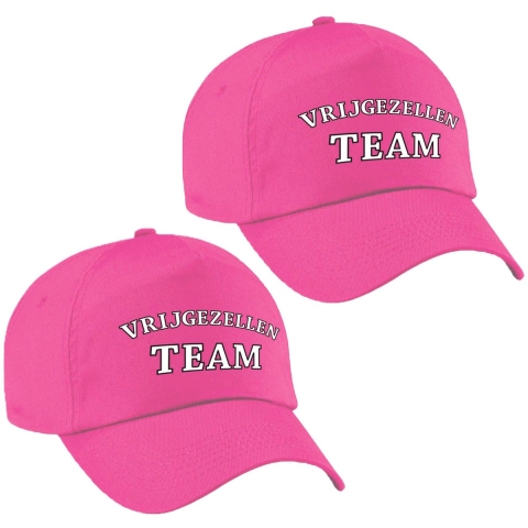 Vrijgezellenfeest Team petje - 8x - roze - voor dames - caps - hoedjes -