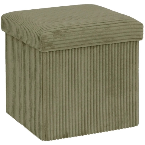 Hocker / Poef Essestial Ribcord - opvouwbaar - groen - MDF/polyester - 38 x 38 cm -