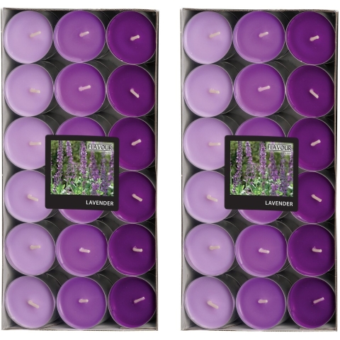 Geur theelichtjes/waxinelichtjes - Mega pack - 72x - Lavender aroma - 4,5 branduren -