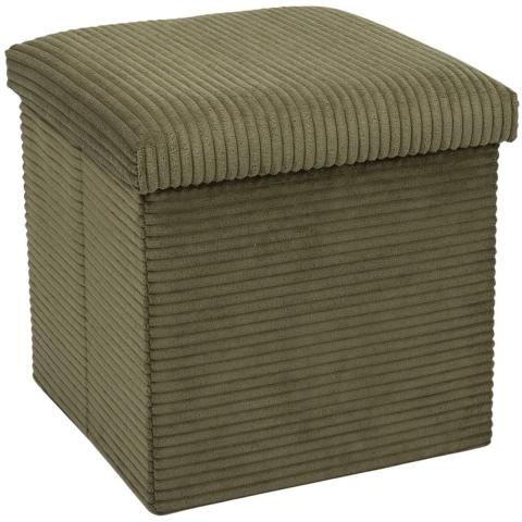 Poef/hocker - opbergbox - rib - groen - polyester - 38 x 38 cm -