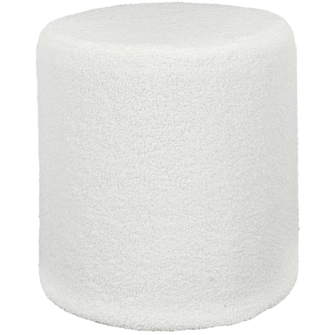 Poef boucl? - wit - rond - D35 cm - teddy stof - hocker - teddy poef -