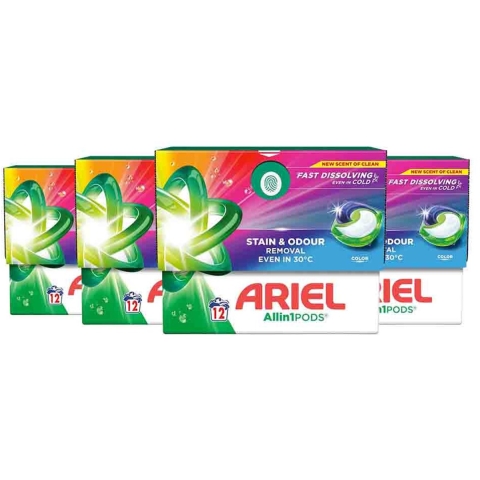 4x Ariel Wasmiddel Allin1 Pods Color 12 stuks