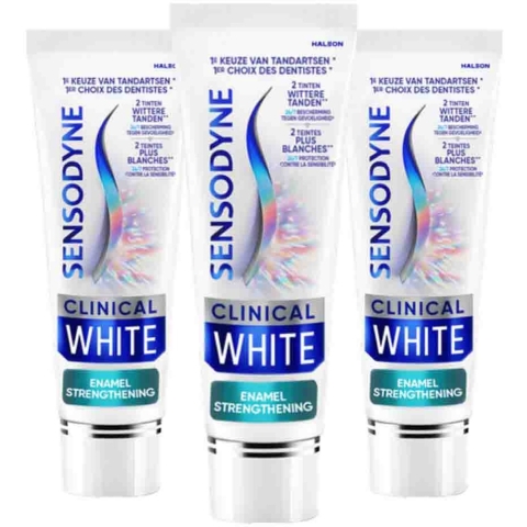 3x Sensodyne Tandpasta Clinical White Enamel Strenghtening 75 ml