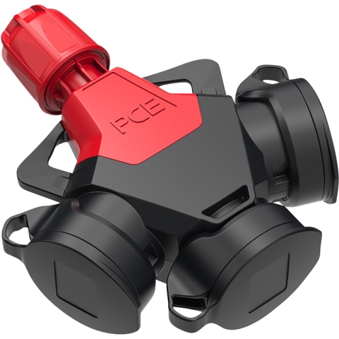 PC Electric 253811-src 3-voudige koppeling Rubber 250 V Rood IP54