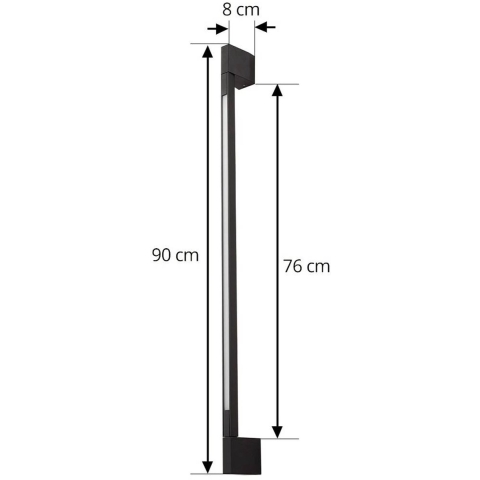 Lindby - Neano LED buiten wandlamp hoogte 90 cm IP54 zwart metaal