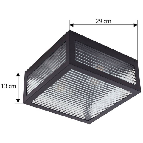 Lindby - Bolgar buiten plafondlamp zwart glas metaal