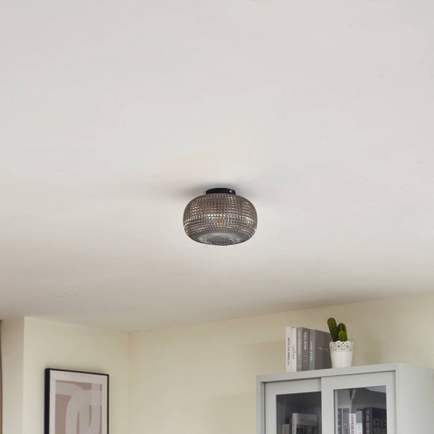 Lindby - Hildur plafondlamp Ø 25 cm rookgrijs glas