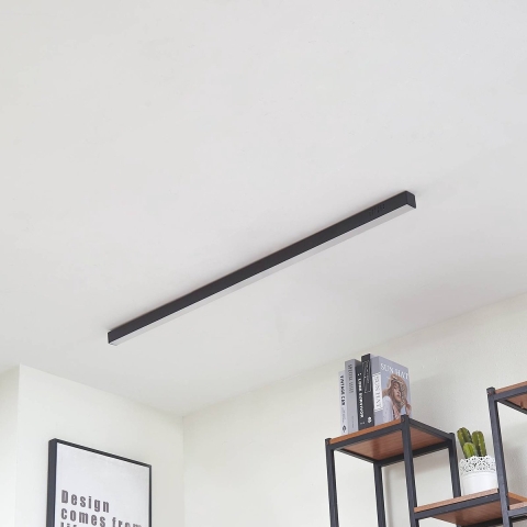 Lucande - Teniona LED plafondlamp 132 cm zwart aluminium