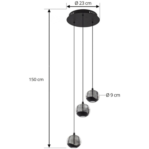 Lucande - Hayley LED hanglamp 3-lamps zwart glas