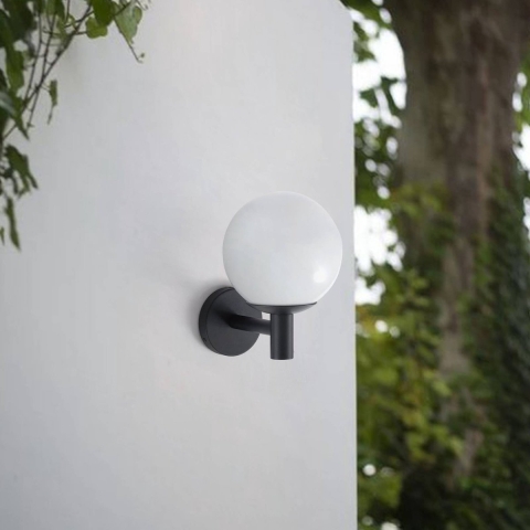 Lindby - Dangan buitenwandlamp Ø 20 cm wit glas IP44