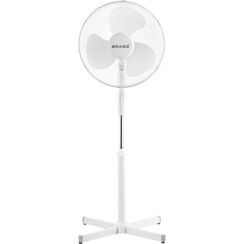 BRASQ Statiefventilator– 40 cm – Wit - In hoogte verstelbaar – 3 snelheden - 40 Watt