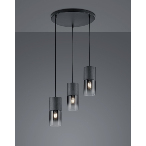 TRIO ROBIN - Hanglamp - 3 vlammen - Zwart mat (excl. 3x E27 28W)