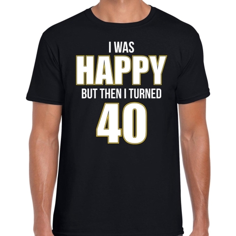 Verjaardag cadeau t-shirt 40 jaar - happy 40 zwart voor heren 2XL -
