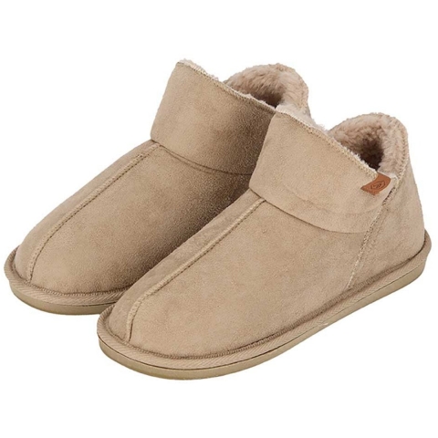 Apollo sloffen - dames - beige - voering wol - suede - pantoffels - met antislip 39-40 -
