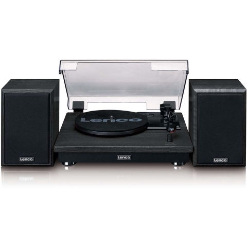 LENCO LS-100BK - Platenspeler met Bluetooth® ontvangst en twee externe speakers - Zwart