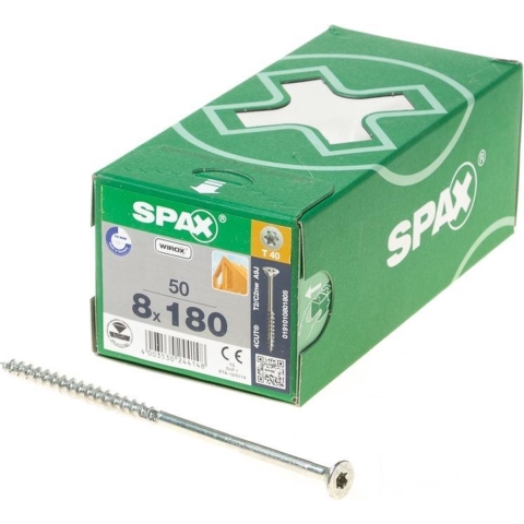 SPAX 880910390080180 R 88091 Senkkopf/T-STAR TG Verzonken houtschroef 8 mm 180 mm Torx, Binnen-T Staal Galvanisch verzinkt 50 stuk(s)
