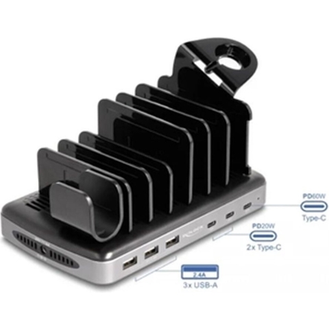 USB Charging Station met 3 x USB Type-C PD + 3 x USB Type-A (112 W) Oplaadstation