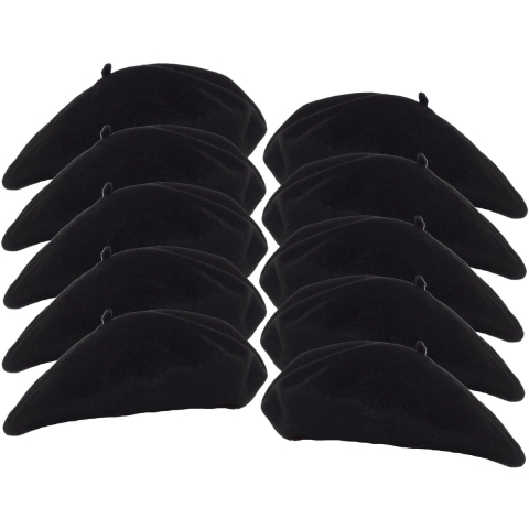 Smiffys carnaval verkleed Franse baret - 10x - zwart - polyester - dames en heren -