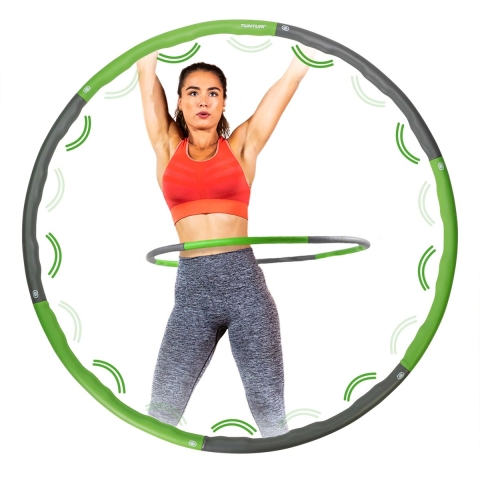 Tunturi Fitness Hoelahoep - Fitness hoepel - Fitness hulahoop - 1,8 kg - Groen/Grijs - Incl. gratis fitness app
