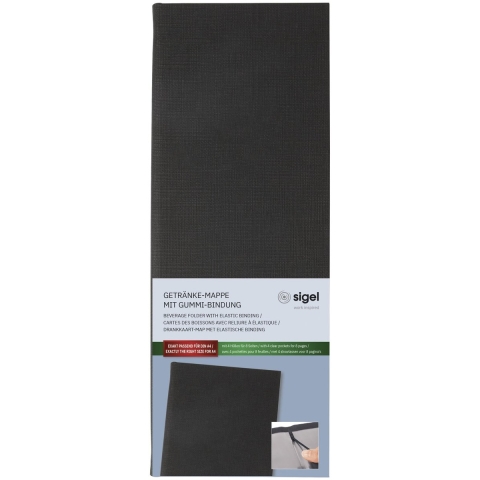 Sigel GM100 Drankenmap 1/2 DIN A4 1 stuk(s) Incl. 2 dubbele transparante hoezen voor 8 paginas, Rubberen binding Zwart