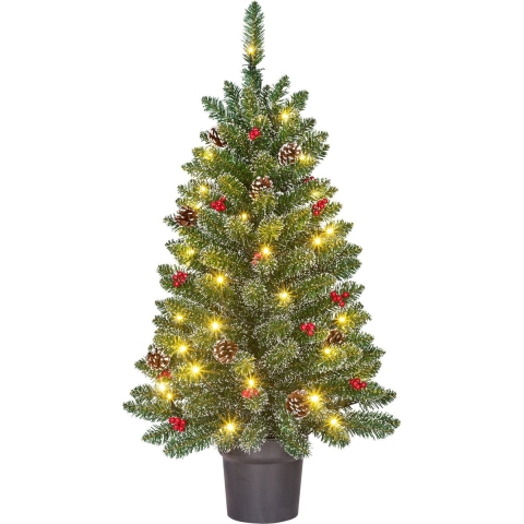 Creston kerstboom potted led groen frosted 40L TIPS 120 battery operated h90xd50cm - Black box