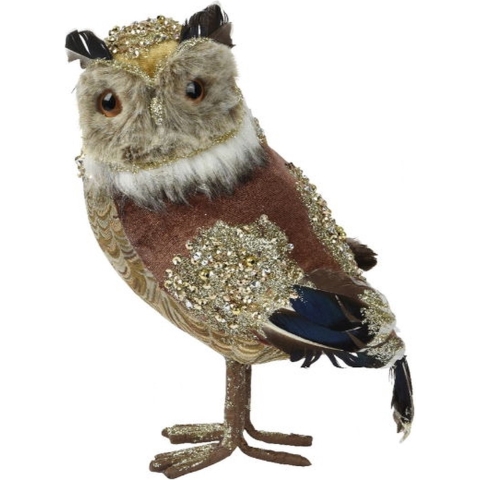 Uil polyester l19b14h25 cm bruin - Hortus