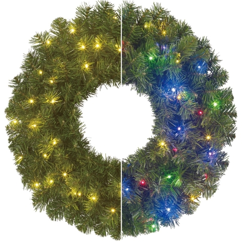 Limber krans led outdoor groen warm wit multicolour 50L TIPS 140 en timer & dimmer afstandsbediening h15xd60 cm - Black box