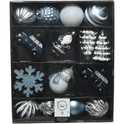 kerstbal plc l9b33h40cm blauw 25st - Decoris