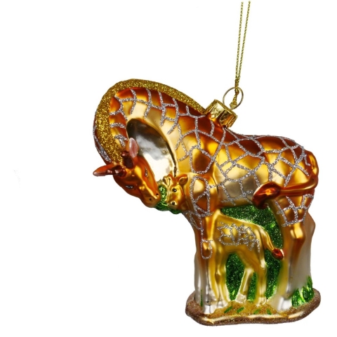 Ornament glas giraffe met kind l18cm - Kurt s adler