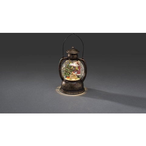 LED Sneeuwlantaarn rond klassiek met de kerstman - Konstsmide