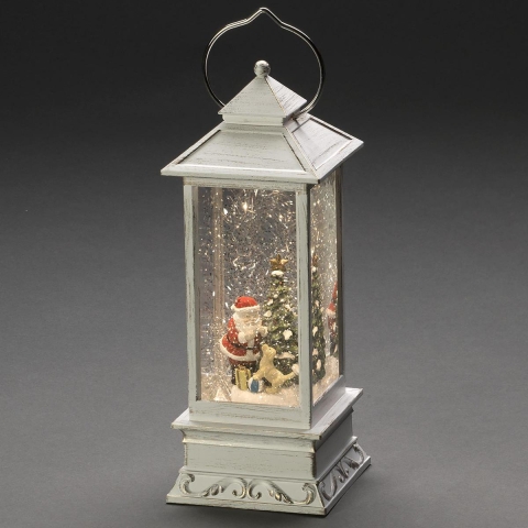 LED kerstlantaarn met kerstman en hond - Konstsmide