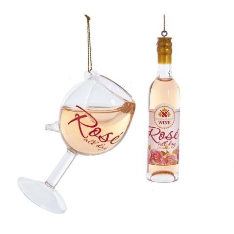 Rose Wine Bottle/Glass 4-4.5 Inch - Kurt s adler