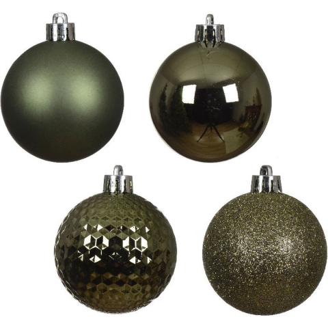 Kerstballen mix kunststof 100 stuks rosemary groen - Decoris
