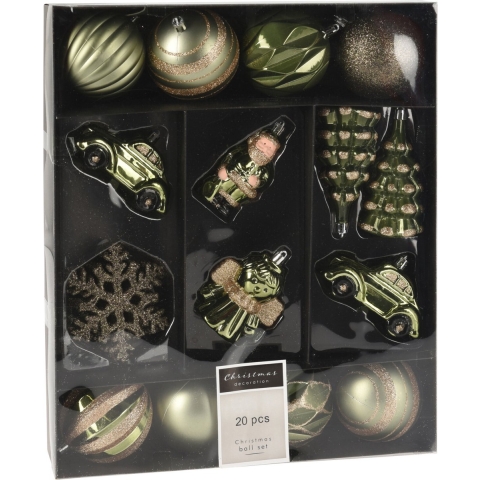Xmas Hangdeco Set 20Pcs Green - Nampook