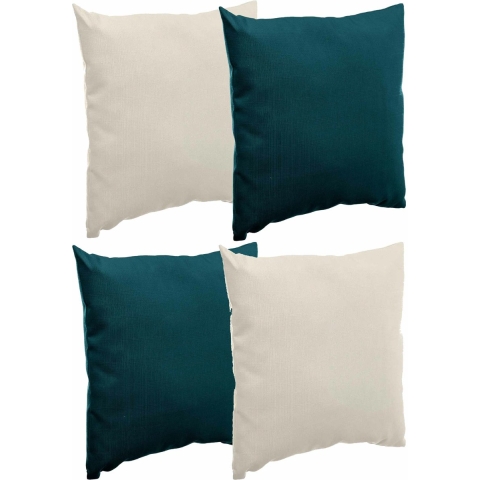 Bank/sier/tuin kussens voor binnen/buiten set 4x stuks beige/emerald groen 40 x 40 cm -