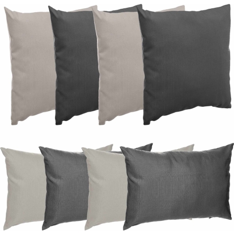 Bank/sier/tuin kussens voor binnen/buiten set 8x stuks antraciet grijs en licht taupe -