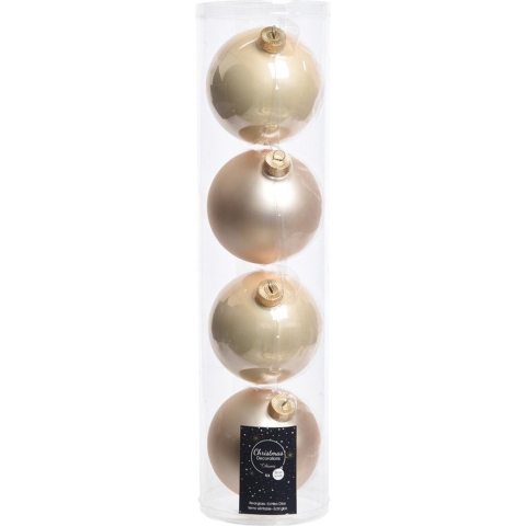 Decoris kerstballen - 12x st - licht champagne - D10 cm - glas - kerstversiering -