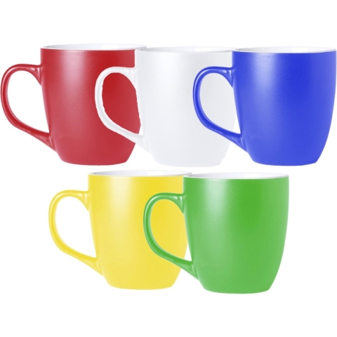 Koffie mokken/bekers Artista - 5x - keramiek - met oor - multi kleuren - 440 ml - stijlvolle vorm -