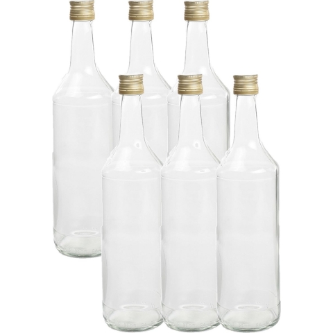 Decoratie flesjes - 18x - 1000 ml/1ltr met dop 8,5 x 31 cm - DIY glazen - cadeau -