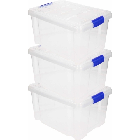 3x Opslagbakken/organizers met deksel 5 liter 29 cm transparant -