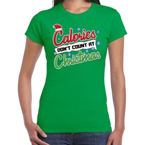 Fout kerstshirt groen calories dont count Christmas voor dames XL -