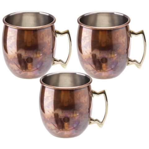 Cosy & Trendy Cocktailglas - 3x - Moskow Mule - antiek look koper - 450 ml -