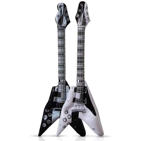 Kruger - Opblaas gitaren 4x - Zwart/wit 100 cm - muziekinstrumenten -