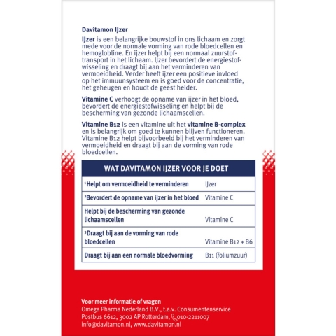 Gratis Verzending: 4x Davitamon IJzer Met Vitamine B12 33 tabletten
