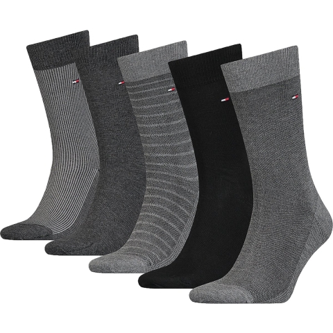 Tommy Hilfiger - Maat: 39-42 - Sock Giftbox Birdeye (5-pack) - heren sokken - grijs