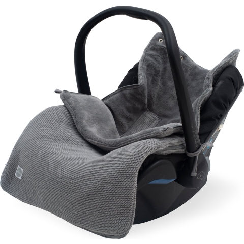 Jollein - Voetenzak voor Autostoel&Kinderwagen (Stone Grey) - Basic Knit - Katoen - Polyester - Footmuff Kinderwagen of Autostoel - 42x82cm
