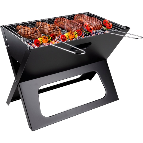 BBQ Collection Tafel BBQ Houtskool - Camping BBQ - Opvouwbare en Draagbare Barbeque - Barbecue met Losse Vuurschaal en Grillrooster - 46 x 36,5 x 28 cm