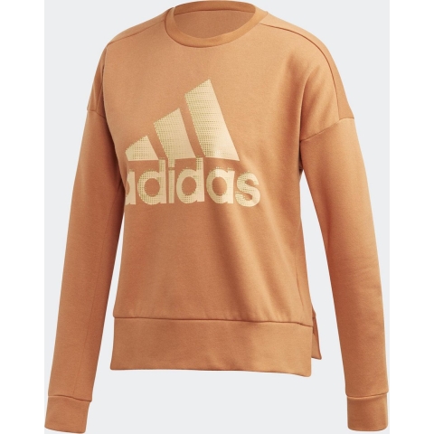 adidas - Maat XS - W Id Glam Sweat Dames Sporttrui - Tech Copper