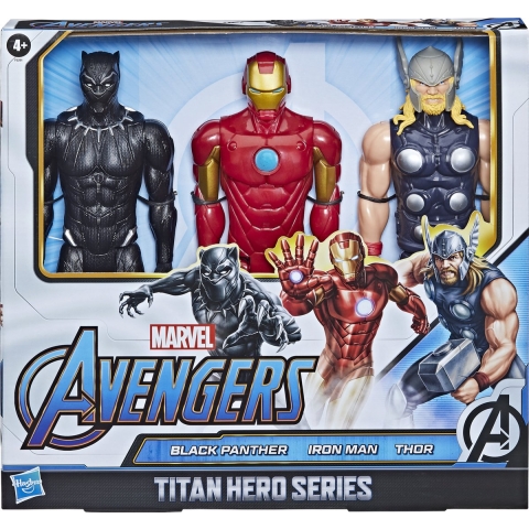 Marvel Avengers Titan Hero Series Black Panther, Iron Man&Thor Action Figure 3-Pack